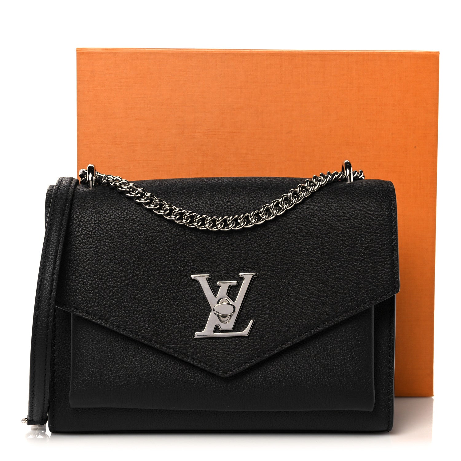 Louis Vuitton Soft Calfskin Mylockme Chain Bag BB Black 9 of 9