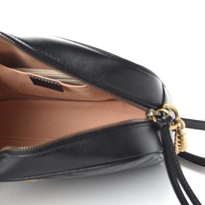 Gucci Calfskin Matelasse Small GG Marmont Chain Shoulder Bag Black 5 of 10