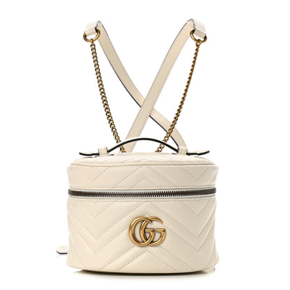 Gucci Calfskin Matelasse Mini GG Marmont Round Backpack White 1 of 10