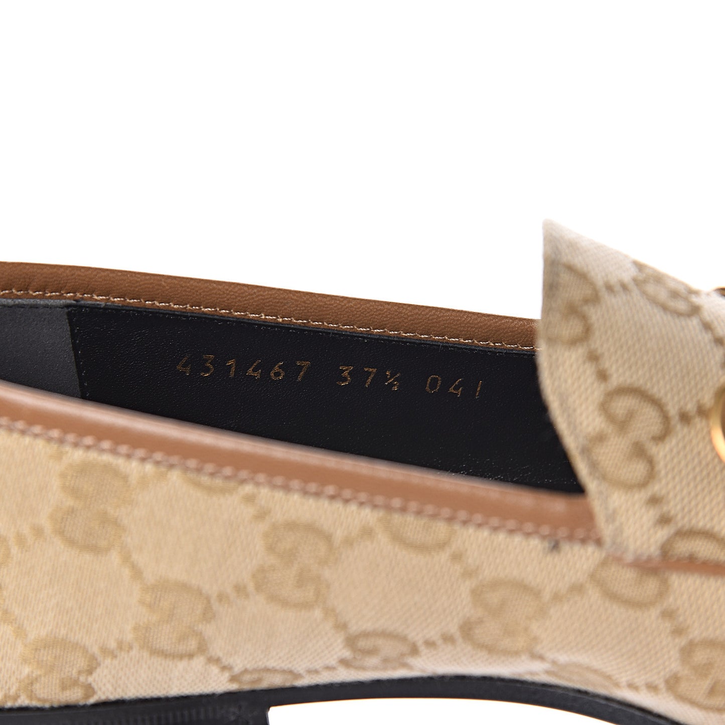 Canvas GG Monogram Horsebit Womens Jordaan Loafers 37.5 New Sand Friky Taupe
