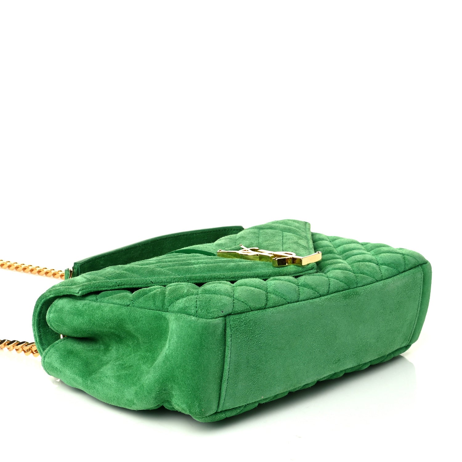 Saint Laurent Suede Tri-Quilt Monogram Medium College Bag Green 3 of 6