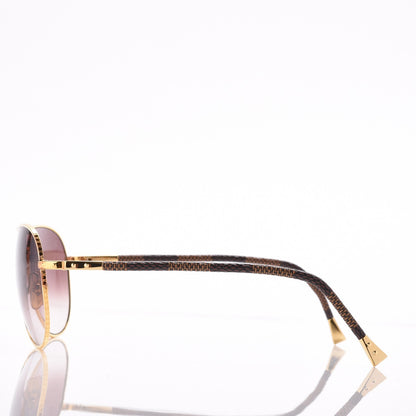 Louis Vuitton Damier Ebene Conspiration Pilote Sunglasses Z0202U Gold 3 of 8