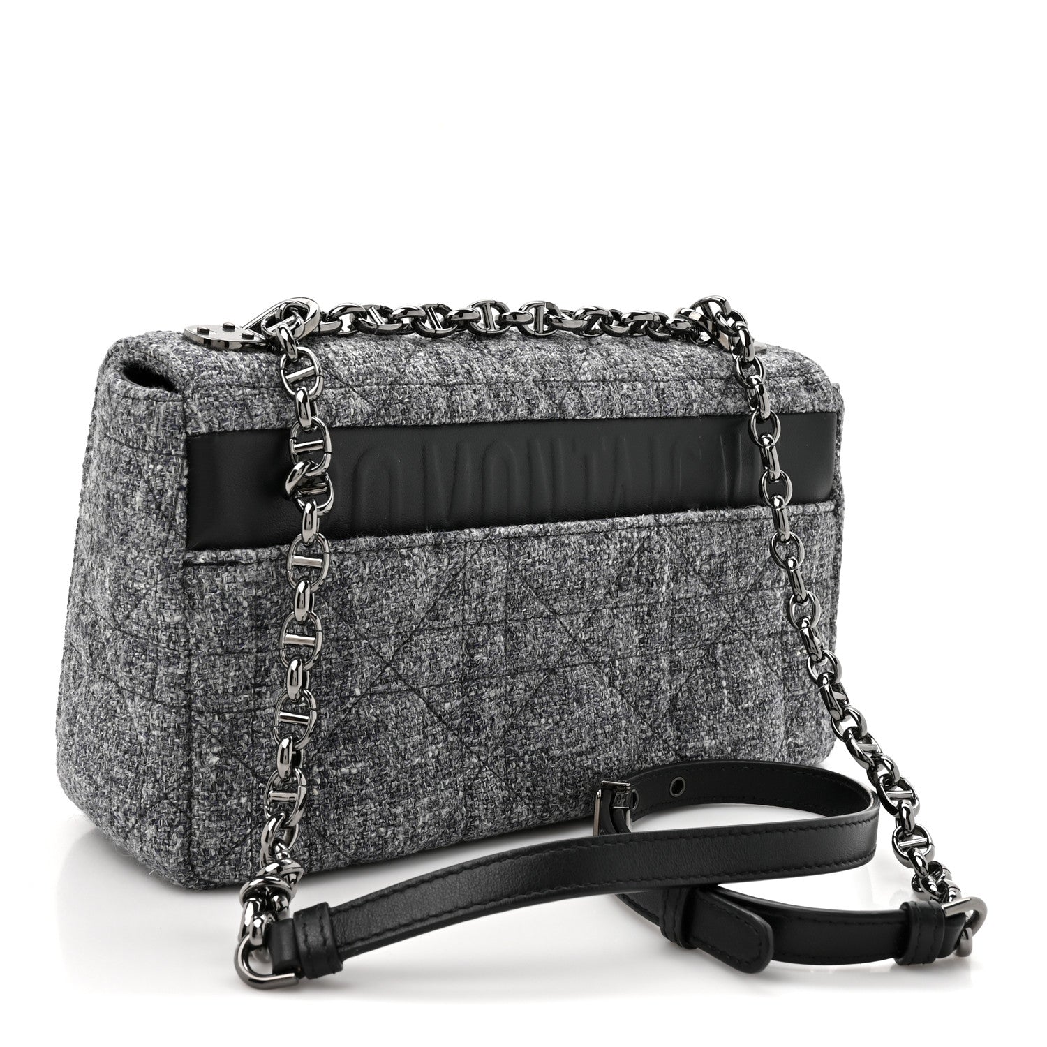 Christian Dior Tweed Macrocannage Medium Caro Bag Black 3 of 10