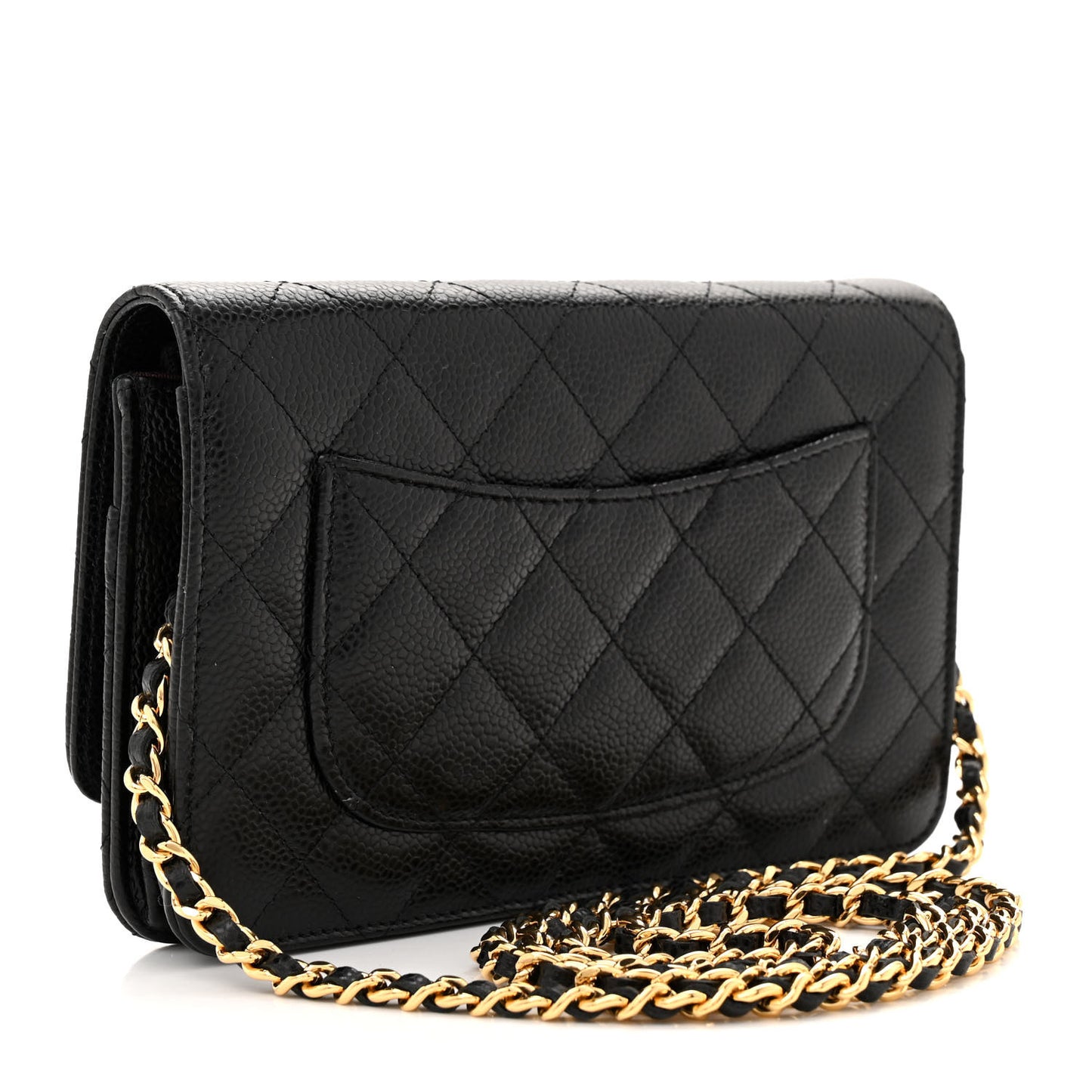 Caviar Quilted Wallet on Chain WOC Black