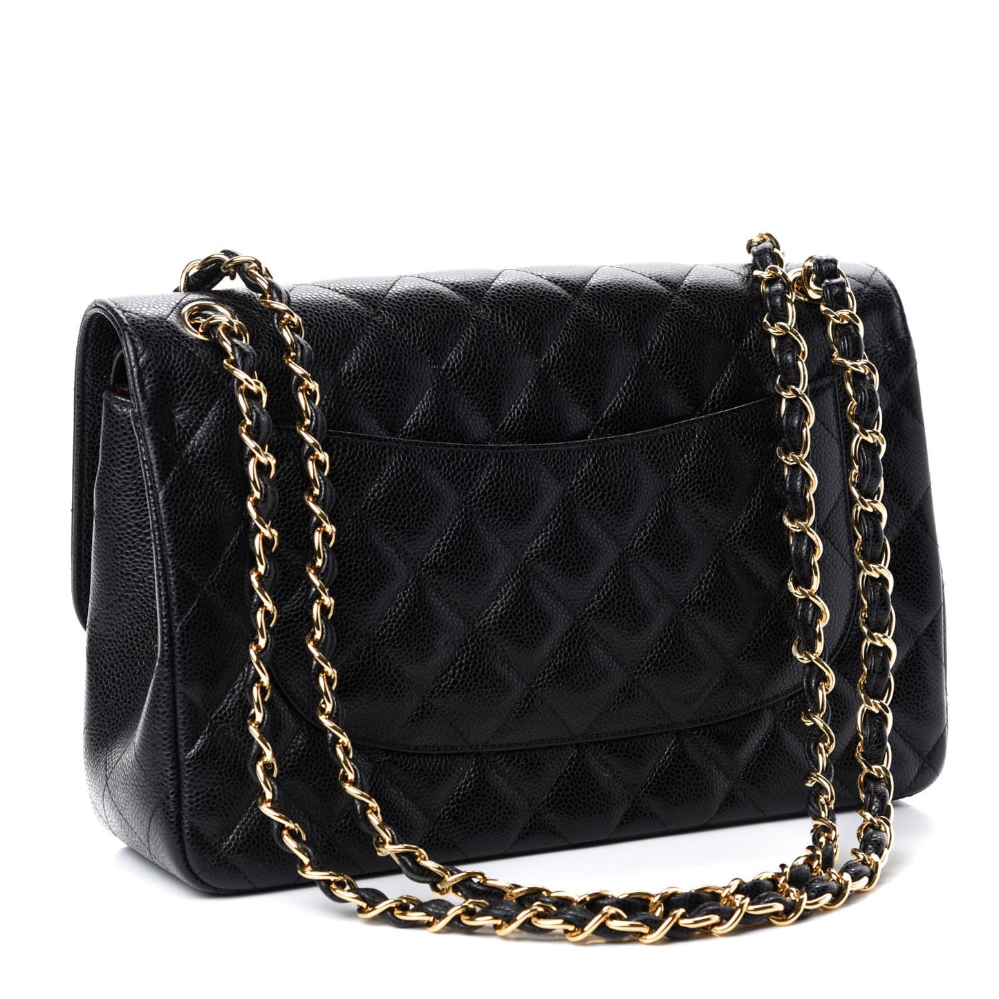 Caviar Quilted Jumbo Double Flap Black