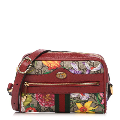 Gucci GG Supreme Monogram Flora Web Mini Ophidia Shoulder Bag Red 2 of 14