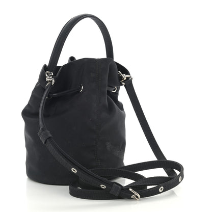 Balenciaga Recycled Sport Nylon Logo Embroidered Wheel Drawstring Bucket Bag XS Black 3 of 12