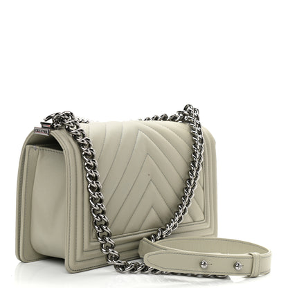 Chanel Calfskin Chevron Quilted Medium Boy Flap Grey 2 of 9