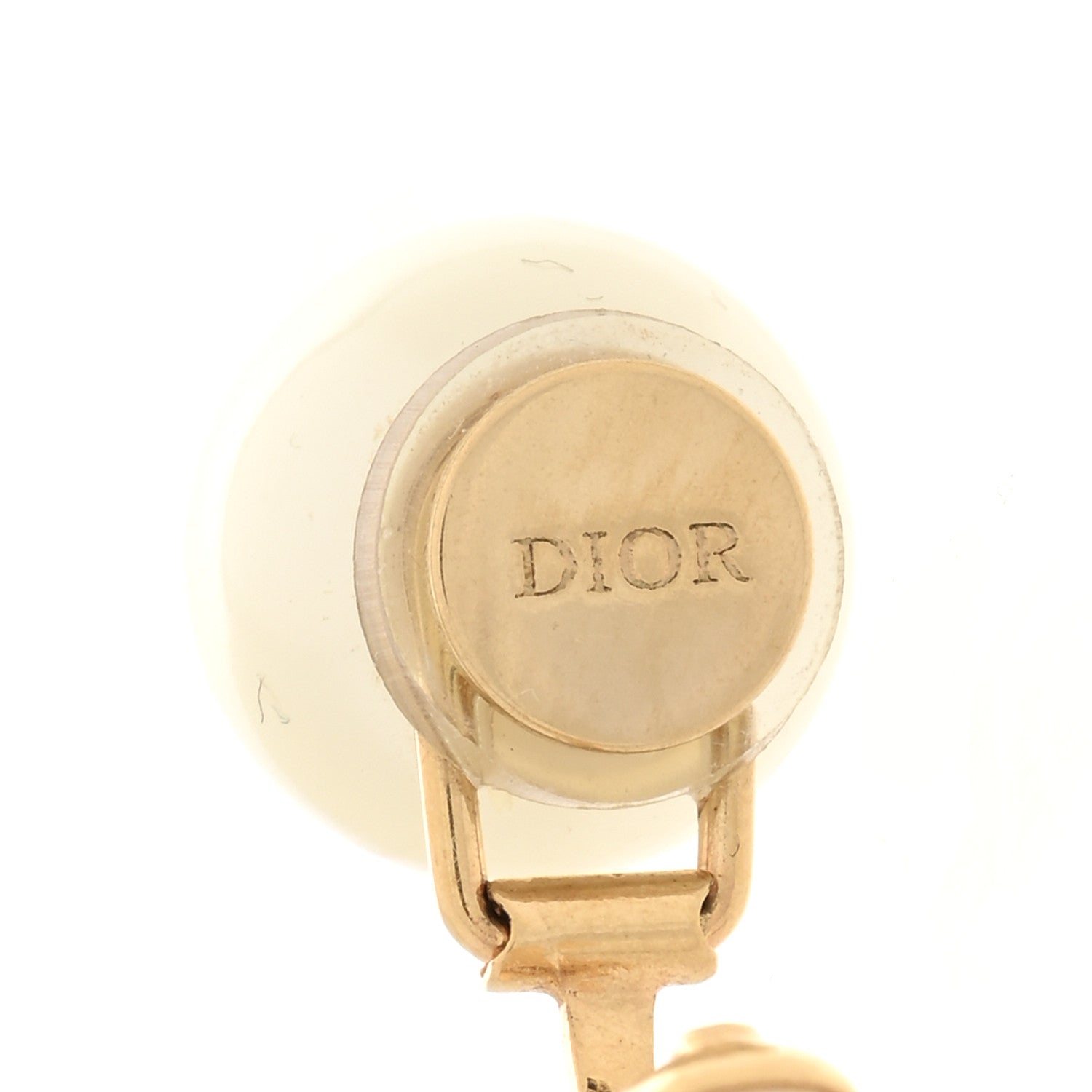 Christian Dior Metal Pearl Crystal Tribales CD Clip On Earrings Gold 4 of 4