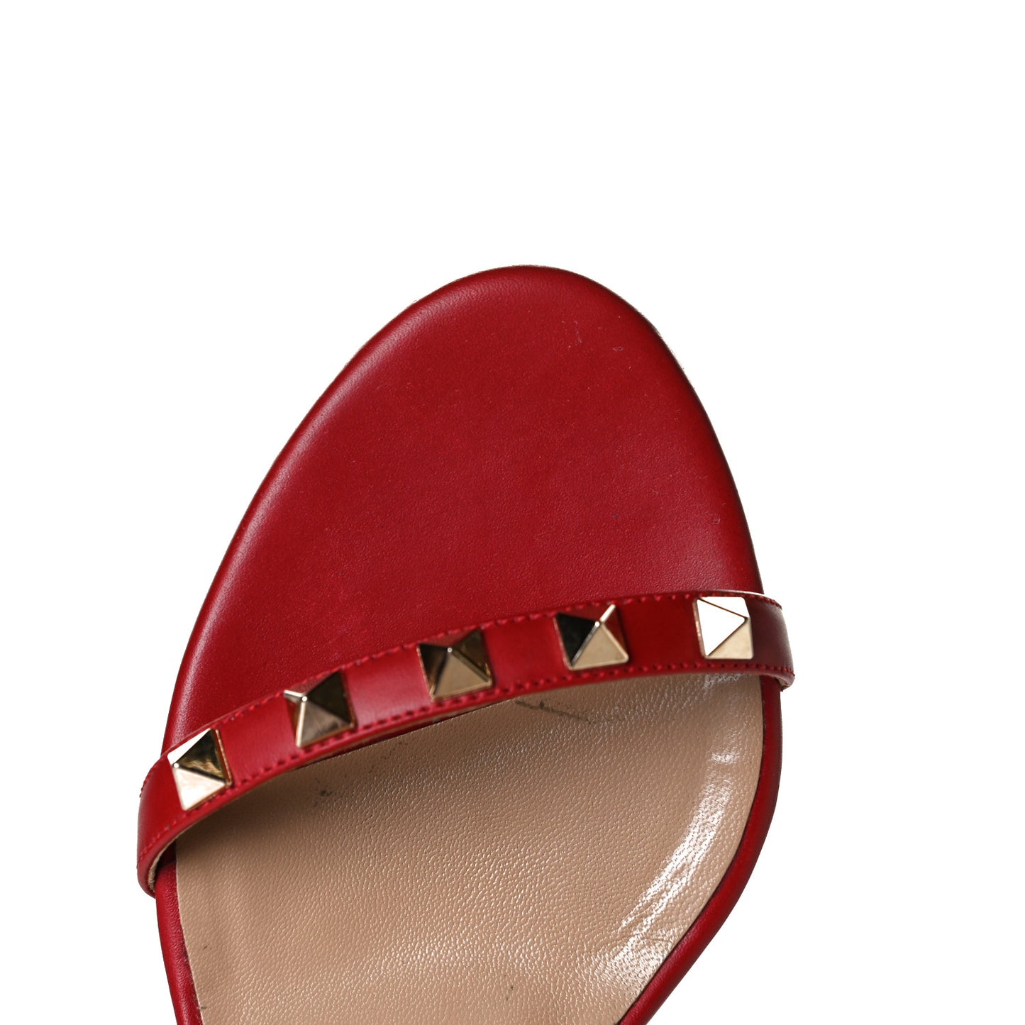 Calfskin Rockstud Ankle Strap 85mm Sandals 35.5 Rosso Valentino Poudre