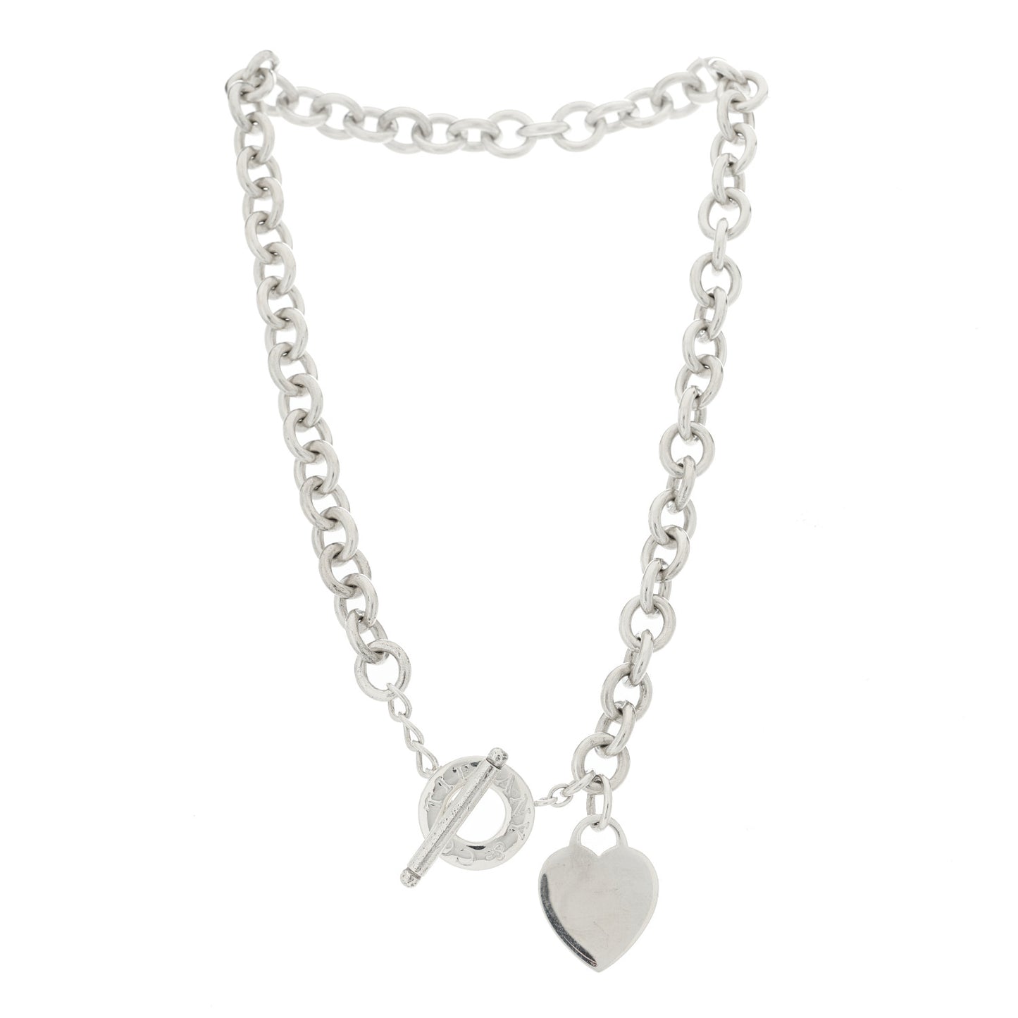 Sterling Silver Heart Tag Toggle Necklace