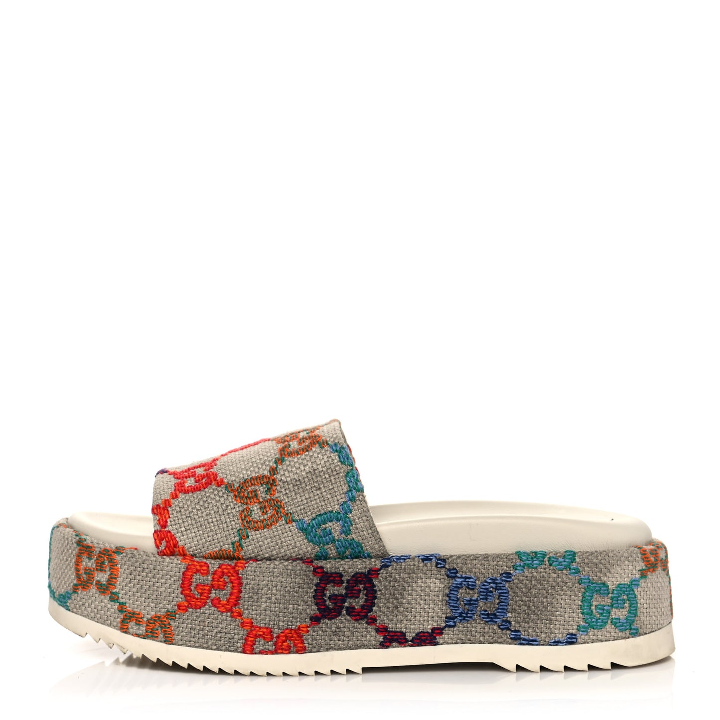 Linen Psychedelic Mini GG Monogram Angelina Platform 55mm Slide Sandals 37.5 Multicolor