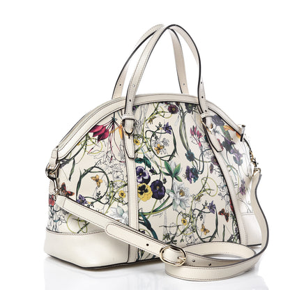 Gucci Canvas Flora Infinity Medium Nice Top Handle Dome Bag White 3 of 11