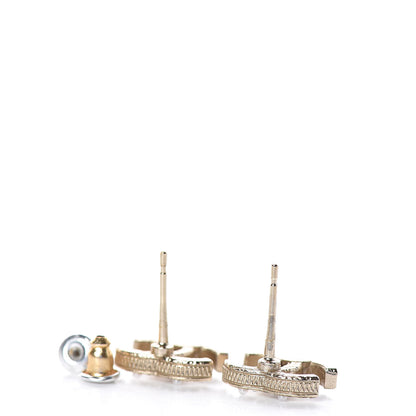 Chanel Pearl Crystal CC Earrings Light Gold 3 of 5