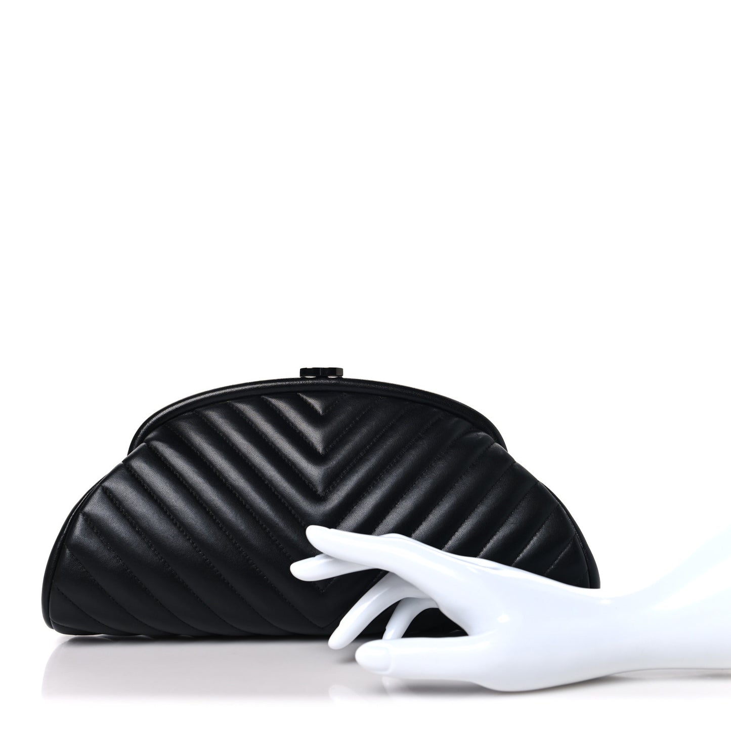 Lambskin Chevron Quilted Timeless Clutch So Black