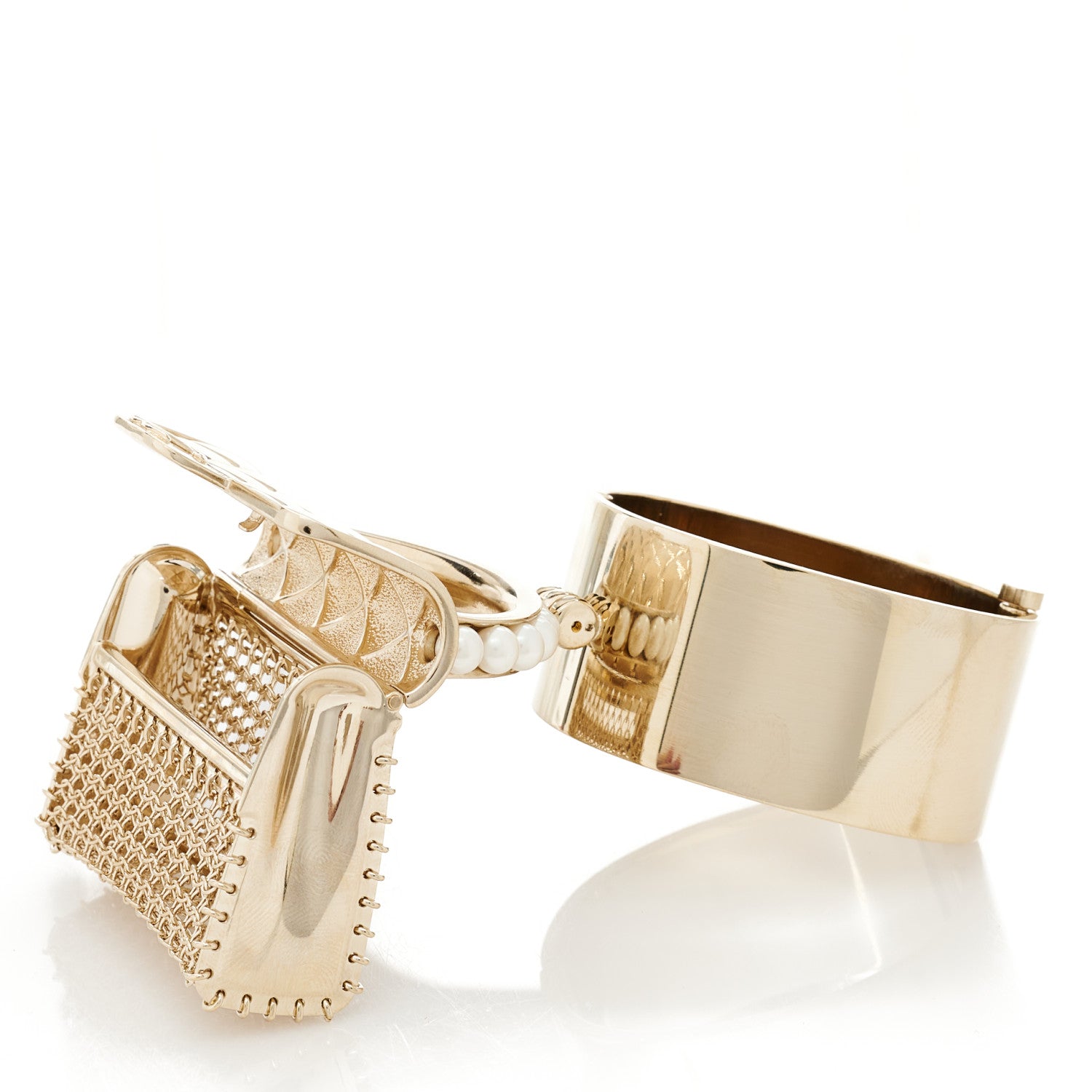 Chanel Metal Micro Pearl Bag Cuff Gold 5 of 8