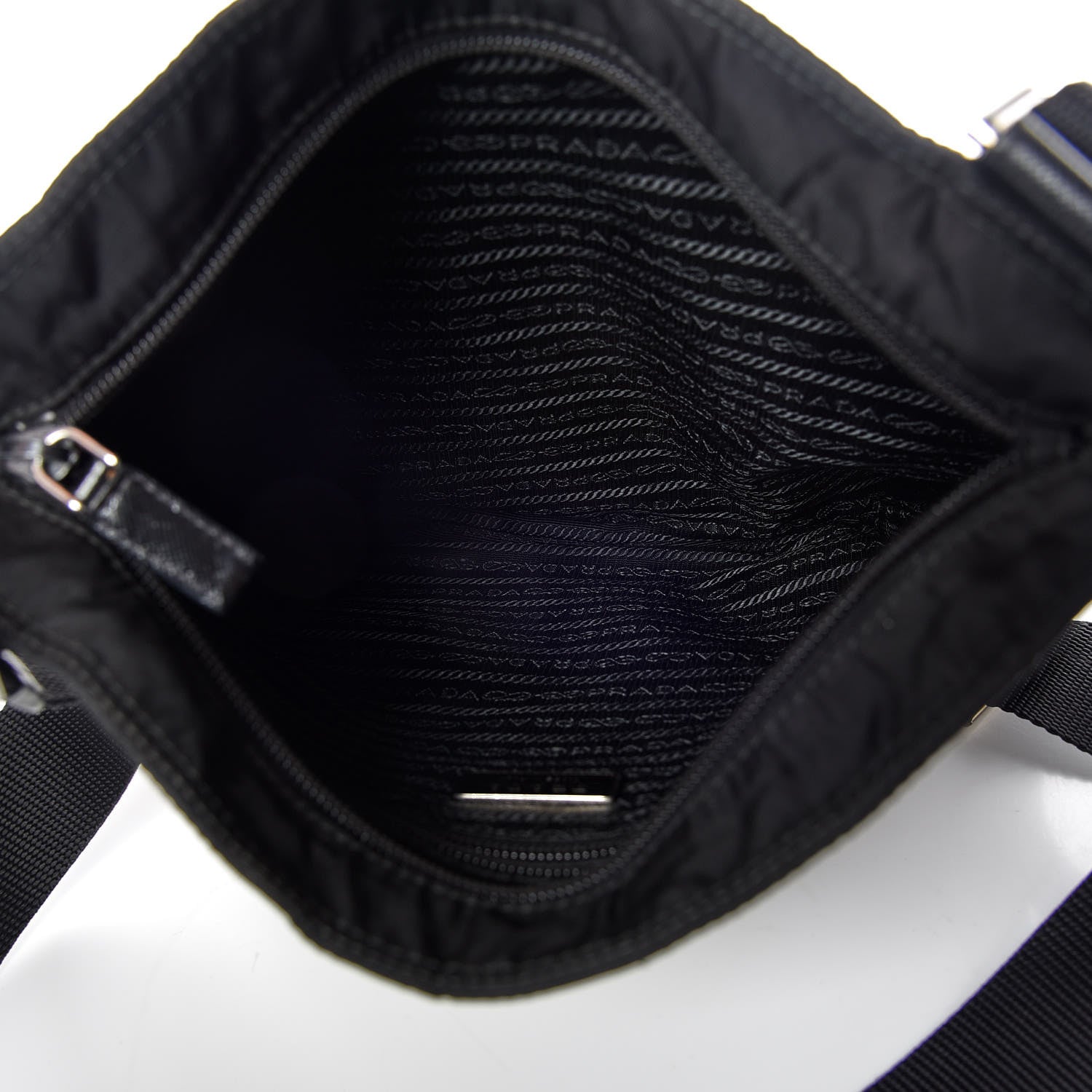Prada Nylon Flat Messenger Bag Black 7 of 9