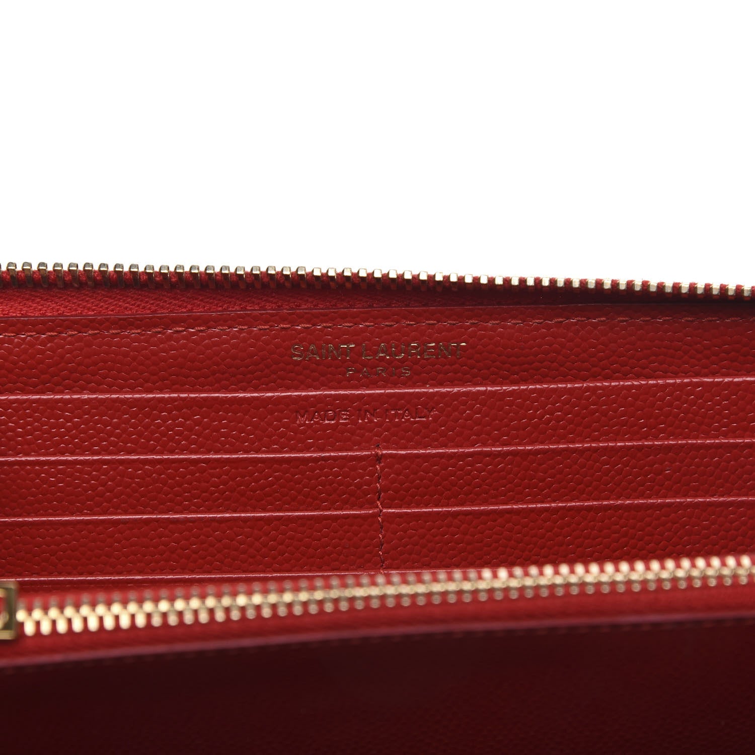 Saint Laurent Grain De Poudre Matelasse Chevron Monogram Zip Around Wallet Red 6 of 9