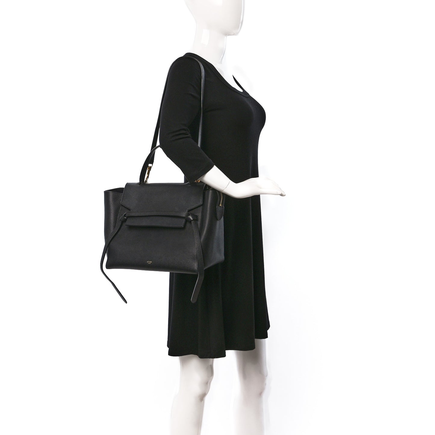 Grained Calfskin Mini Belt Bag Black