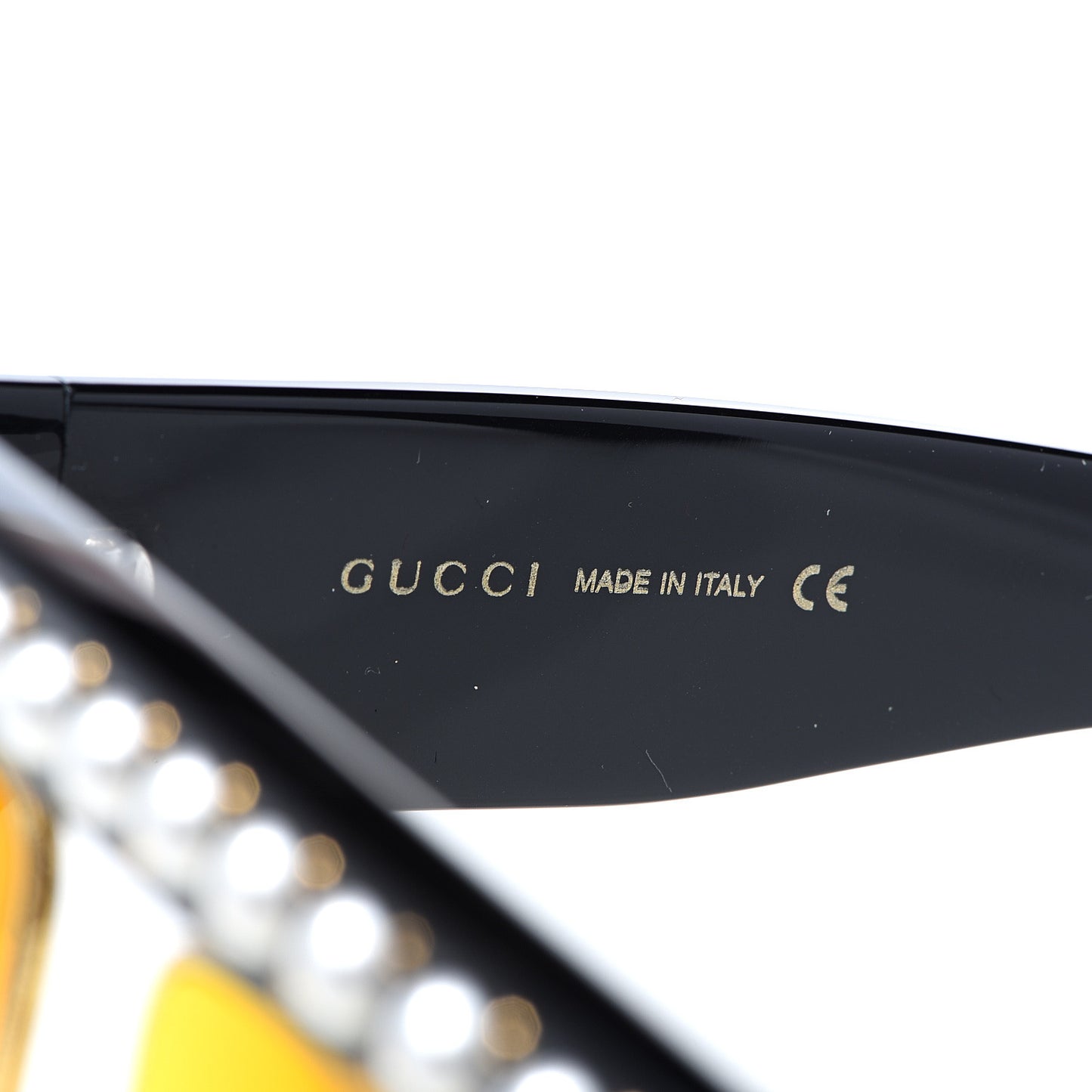 Acetate Pearl Rectangular Frame Sunglasses GG0234S Black Orange