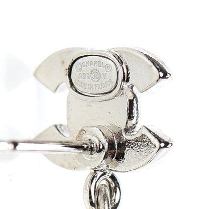 Chanel Crystal Pearl CC Drop Earrings Silver Pearly White 4 of 5