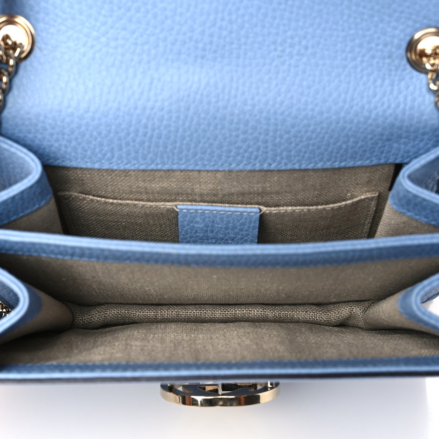 Dollar Calfskin Small Interlocking G Shoulder Bag Mineral Blue