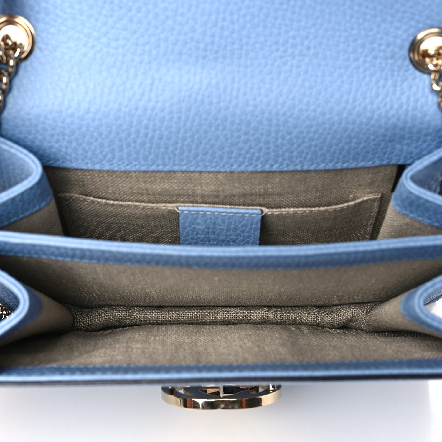 Gucci Dollar Calfskin Small Interlocking G Shoulder Bag Mineral Blue 8 of 16