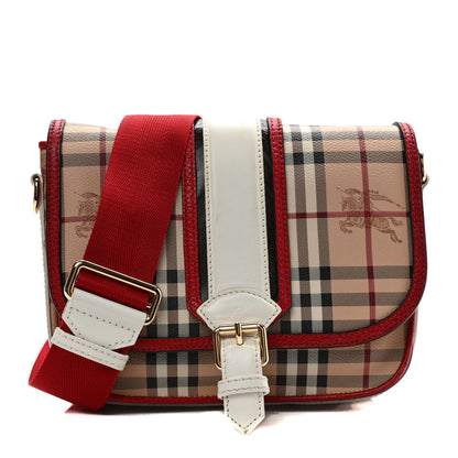 Burberry Haymarket Check Messenger Military Red White 1 of 11
