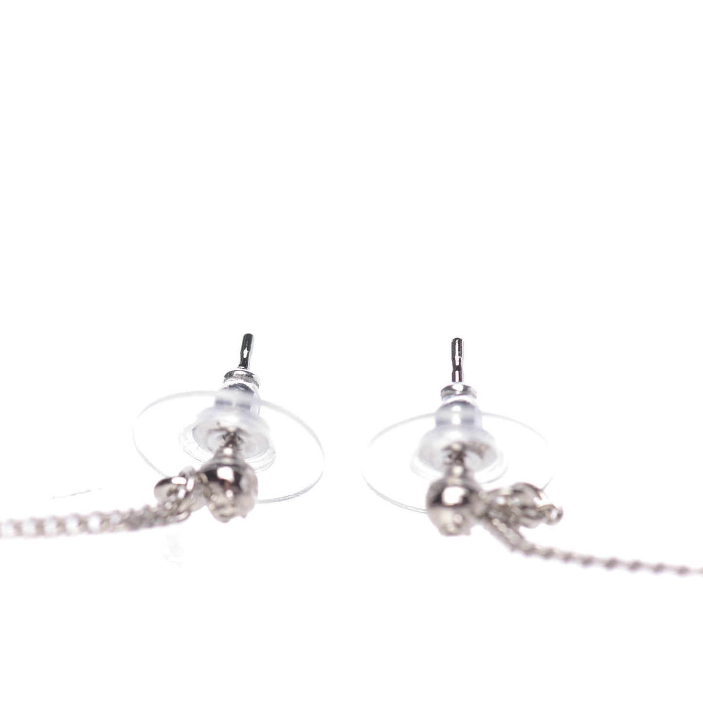 Baguette Crystal CC Drop Earrings Silver