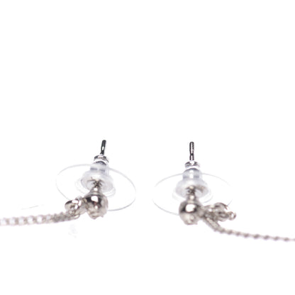 Chanel Baguette Crystal CC Drop Earrings Silver 3 of 5