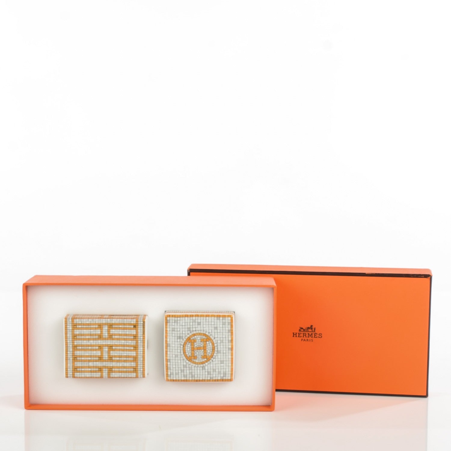 Hermes Porcelain Small Mosaique Au 24 Sugar Box 6 of 10