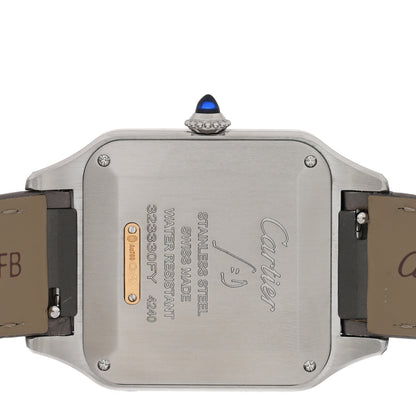 Cartier Stainless Steel 18K Yellow Gold Alligator 31.4mm Santos Dumont Quartz Watch Grey 4 of 5