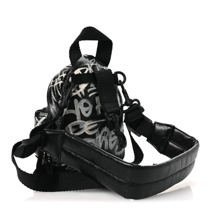 Balenciaga Agneau Arena Graffiti All Over Mini Explorer Crossbody Backpack  Black White 3 of 11