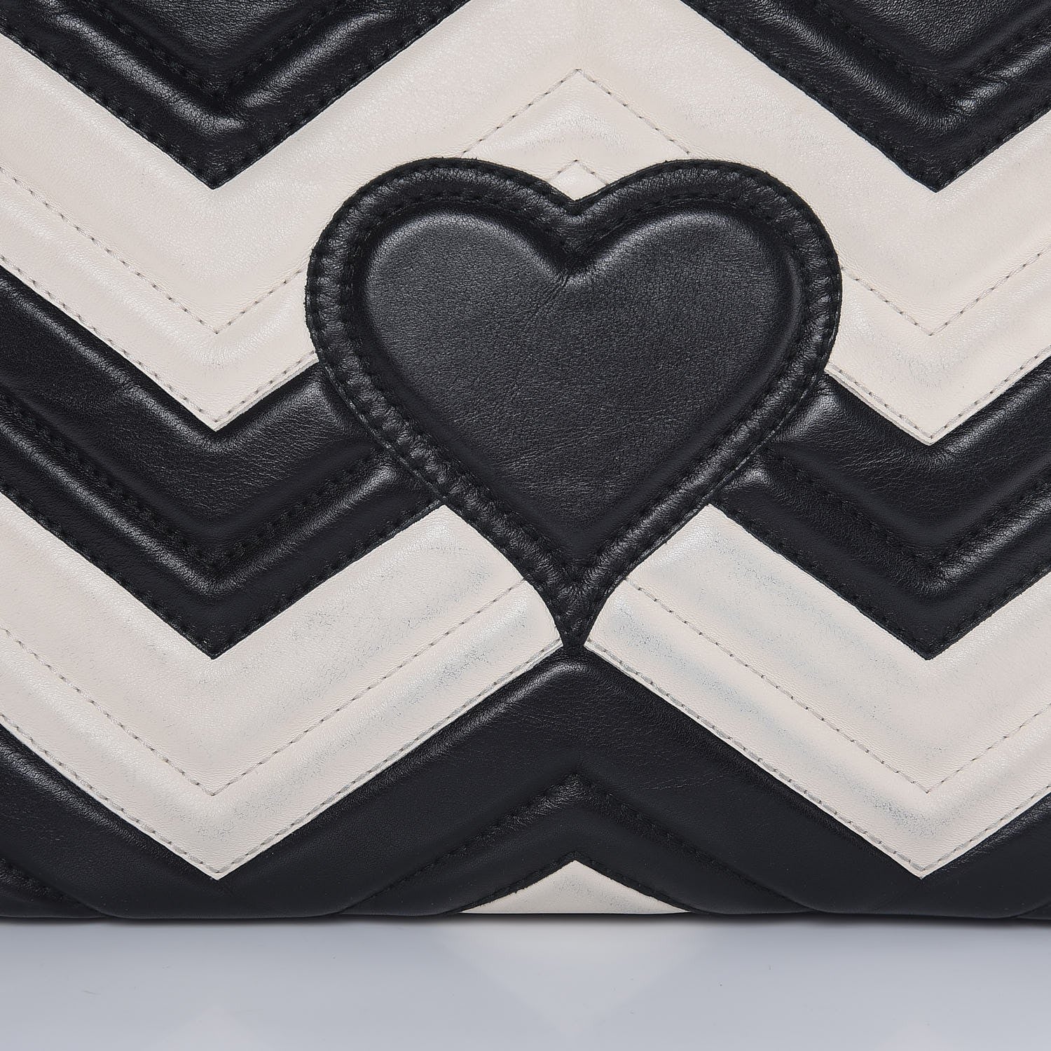Gucci Calfskin Matelasse Medium GG Marmont Chain Shoulder Bag Black White 9 of 9
