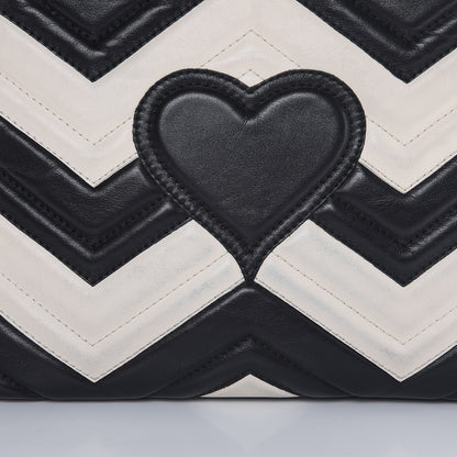 Gucci Calfskin Matelasse Medium GG Marmont Chain Shoulder Bag Black White 9 of 9