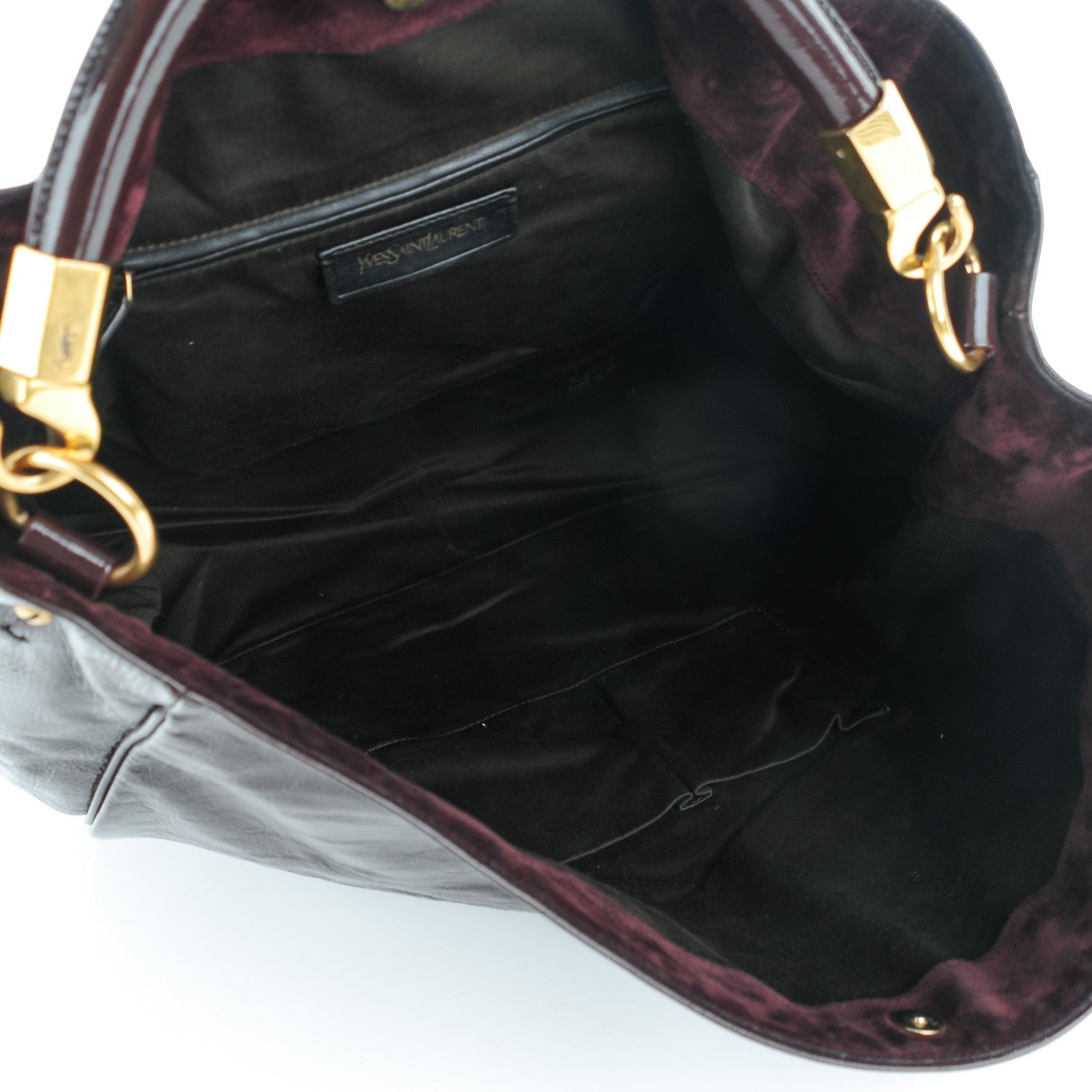 Saint Laurent Textured Patent Large Roady Hobo Bordeaux 5 of 7