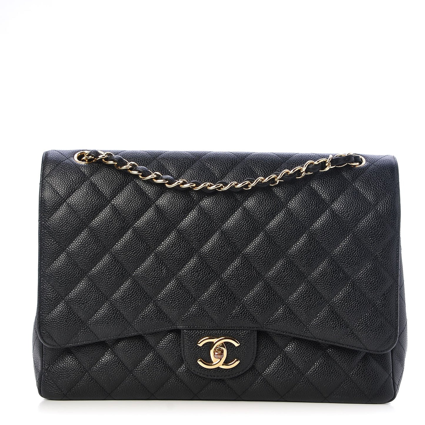 Caviar Quilted Maxi Double Flap Black
