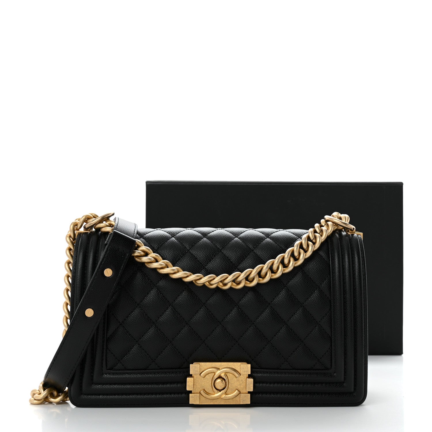 Chanel Caviar Quilted Medium Boy Flap Black 11 of 11