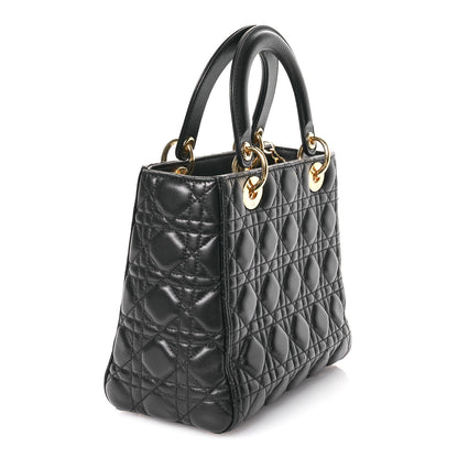 Christian Dior Lambskin Cannage Medium Lady Dior Black 3 of 11