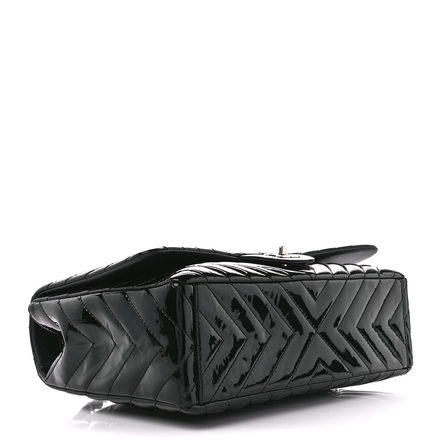 Chanel Patent Chevron Quilted Maxi Single Flap Black 4 of 11