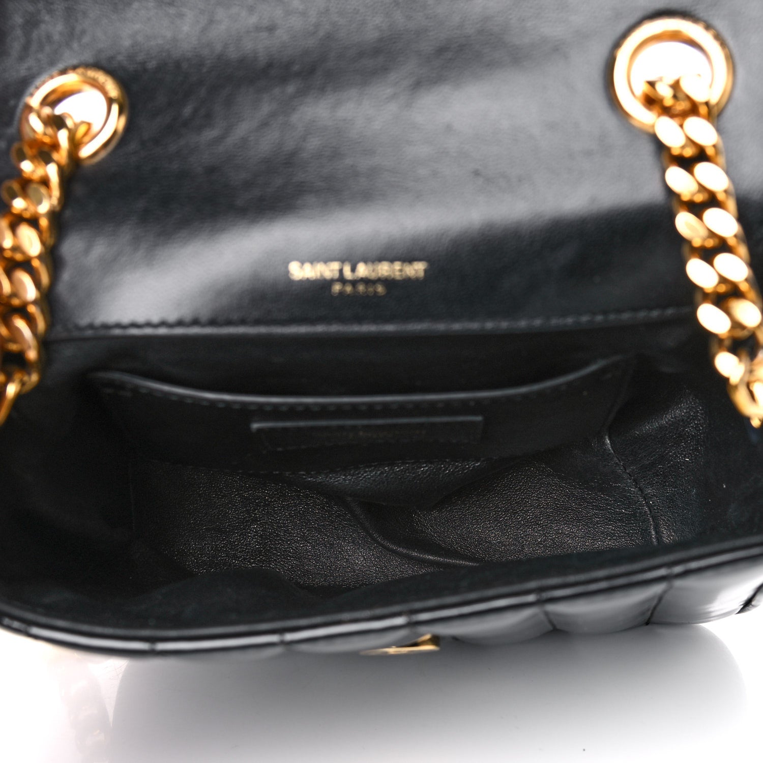 Saint Laurent Patent Calfskin Matelasse Monogram Small Vicky Chain Bag Black 5 of 14