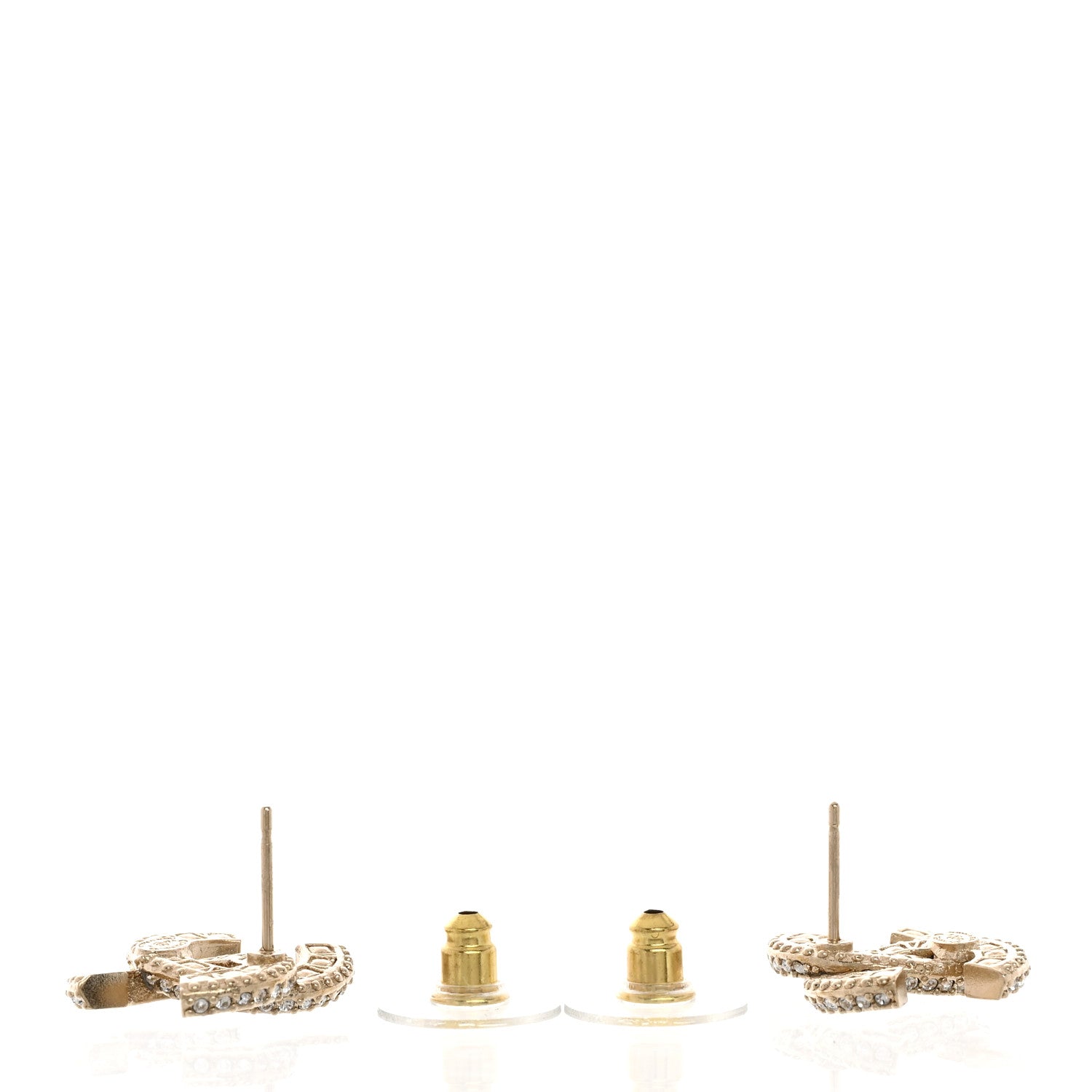 Chanel Crystal Timeless CC Earrings Light Gold 3 of 5