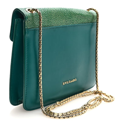 Bulgari Galuchat Calfskin Serpenti Forever Crossbody Bag Green 3 of 9