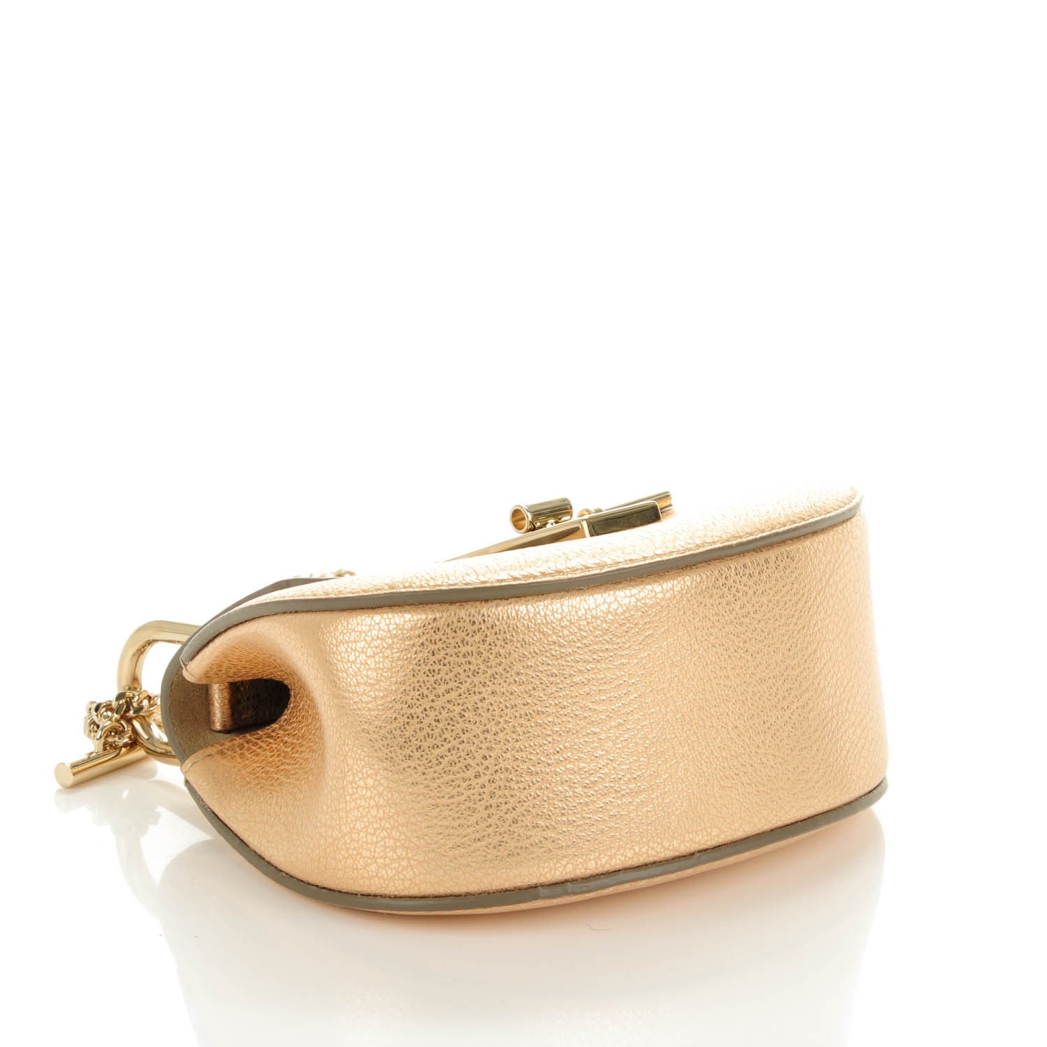 Chloe Metallic Grained Goatskin Nano Drew Shoulder Bag Abstract Gold 4 of 7