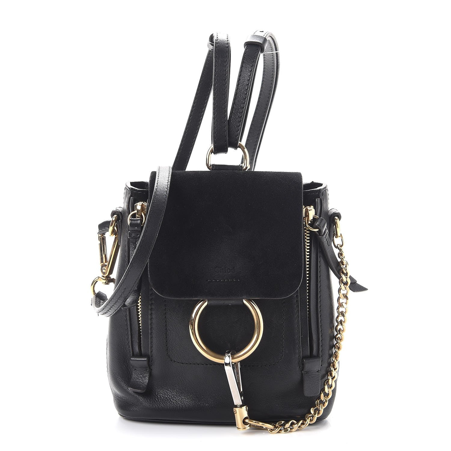 Chloe Suede Calfskin Mini Faye Backpack Black 1 of 11