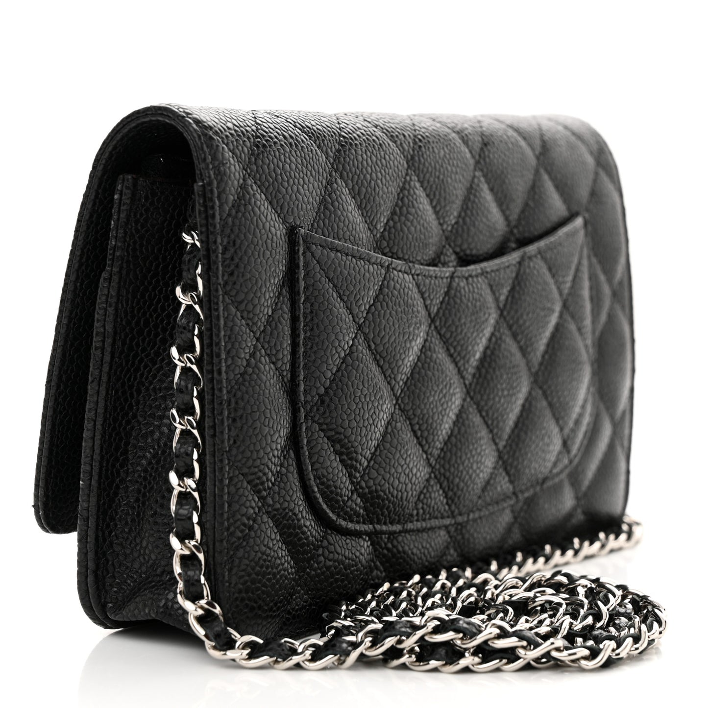 Caviar Quilted Wallet on Chain WOC Black
