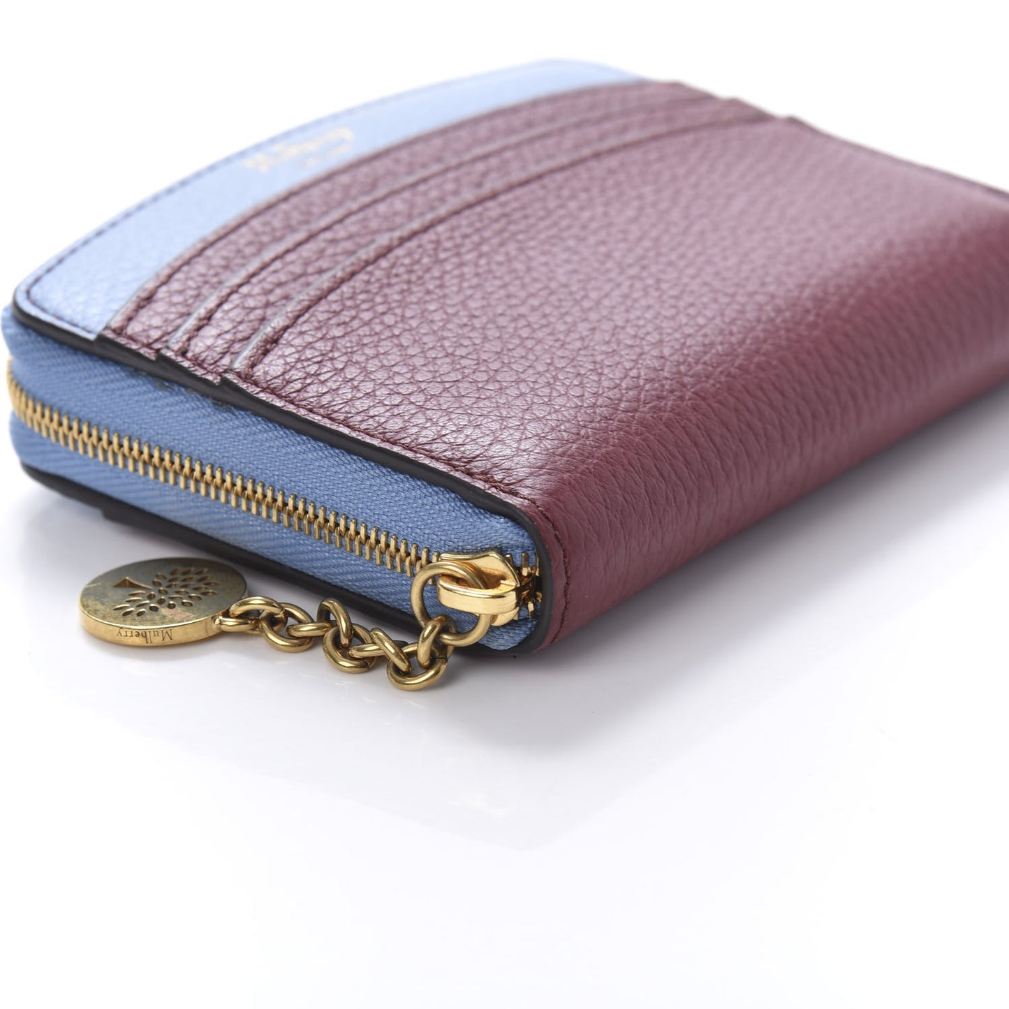 Small Classic Grain Calfskin Small Curved Zip Around Wallet Crimson