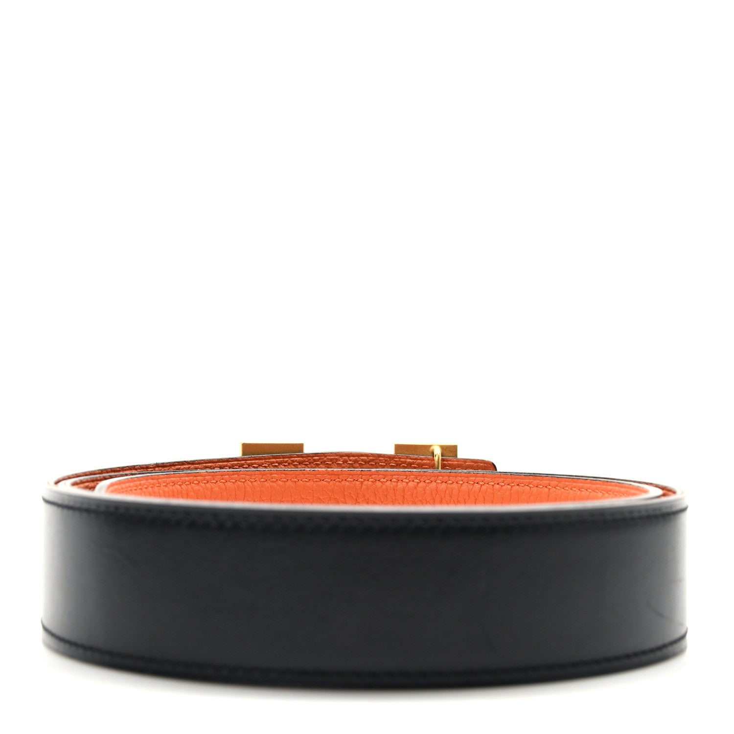 Hermes Box Togo 32mm Guilloche H Belt 85 34 Black Orange 2 of 5