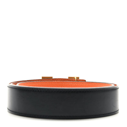 Hermes Box Togo 32mm Guilloche H Belt 85 34 Black Orange 2 of 5