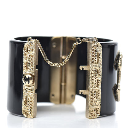 Chanel Resin Crystal CC Cuff Black Gold 4 of 6